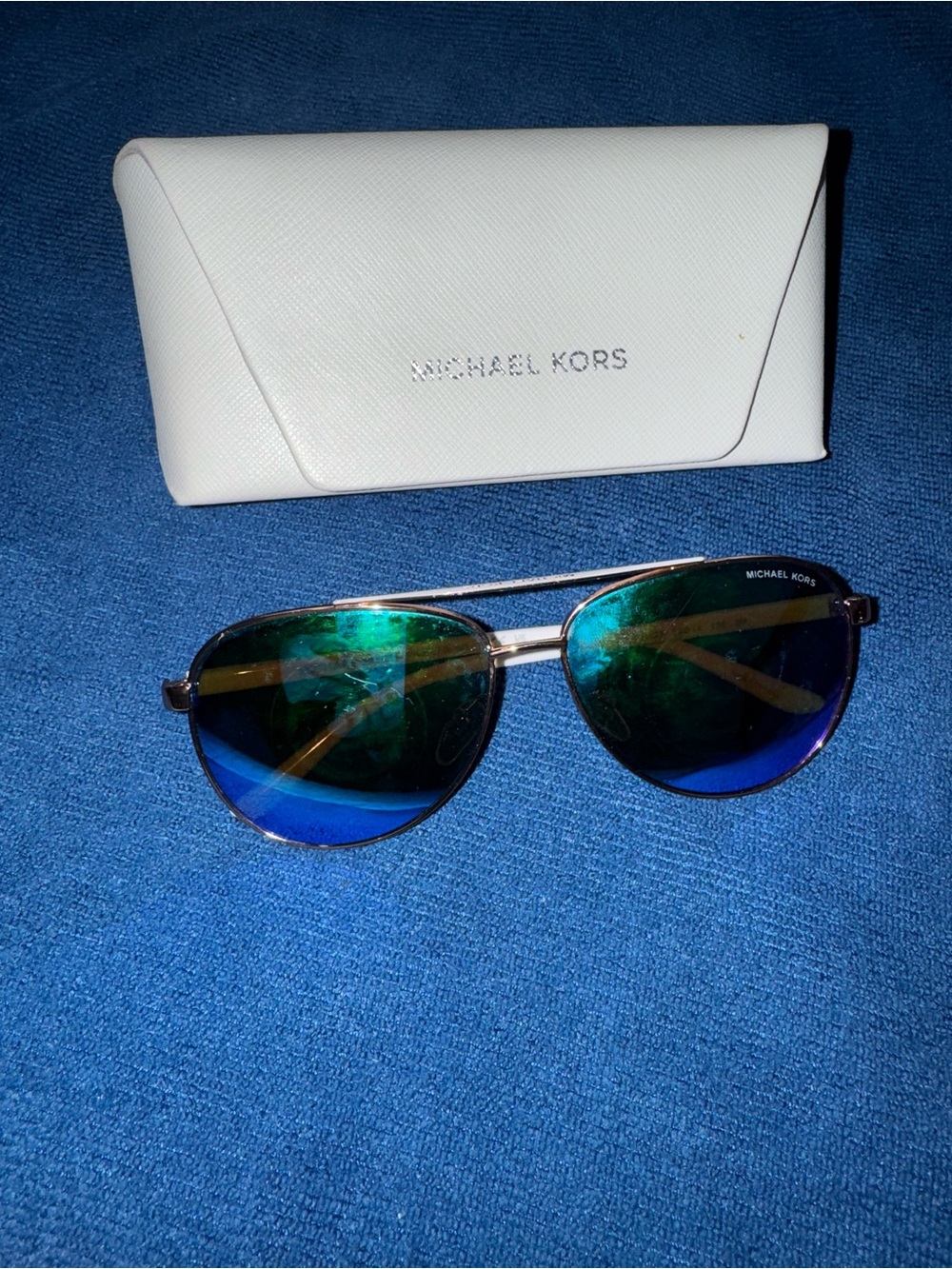 Michael Kors Ladies Blue Lens Aviator Sunglasses - Picture 6 of 6